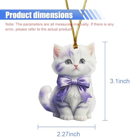 2D Flat Cat Car Rear View Mirror Charm, Acrylic Car Rear View Mirror Hanging - Image 2