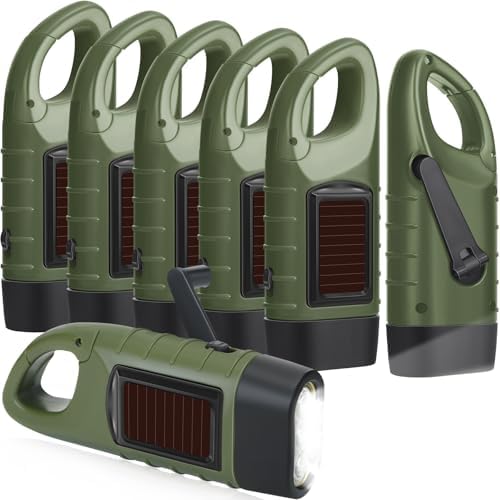 Mudder 6 Pack Hand Crank Flashlights Solar Powered Flashlight by Mudder