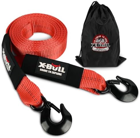 X-BULL Tow Strap with Forged Steel Hooks Lab Tested 10, 321lbs Break Strength by X-BULL