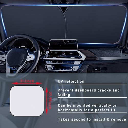 Ziciner 2 PCS Car Windshield Sun Shade, Auto Sun Heat and UV Rays Blocker - Image 2