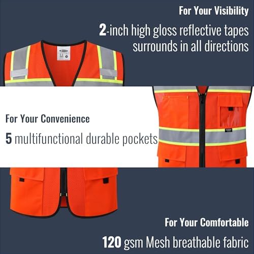 JKSafety Safety Vest for Men Women Hi Vis Relfective Vest - Image 4