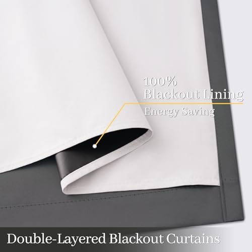 Yakamok Charcoal Grey 100% Blackout Curtains 63 Inches Long 50" Wide 2 Panel - Image 4