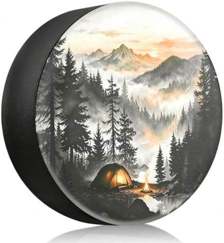 RV Spare Tire Cover Mountain Lake Tree 15in Waterproof Universal Fit by THELIGHTOFLIFE