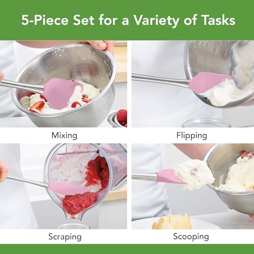 Tovolo Stainless Steel Handled Silicone Spatula Set of 5 Pink Sorbet, - Image 2