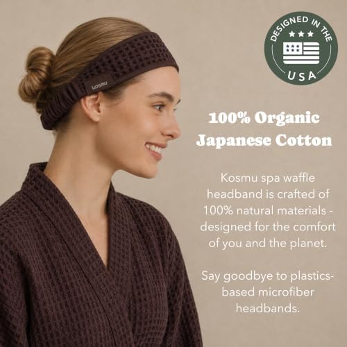 Luxury Organic Japanese Cotton Waffle Spa Headband - Image 3