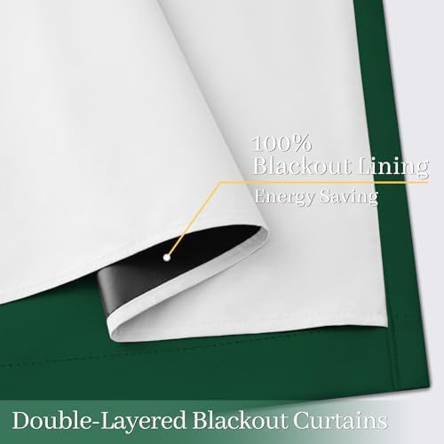 Yakamok Dark Green 100% Blackout Curtains 63 Inches Long 50" Wide 2 Panels - Image 4