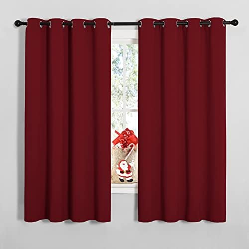 NICETOWN Christmas Burgundy Window Curtains 1 Pair 55 by 68-in Burgundy Red by NICETOWN