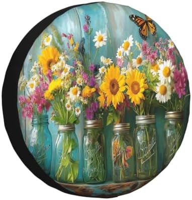 Colorful Flower Spare Tire Cover Waterproof Wheel Cover 16 Inch Universal Fit by Unknown