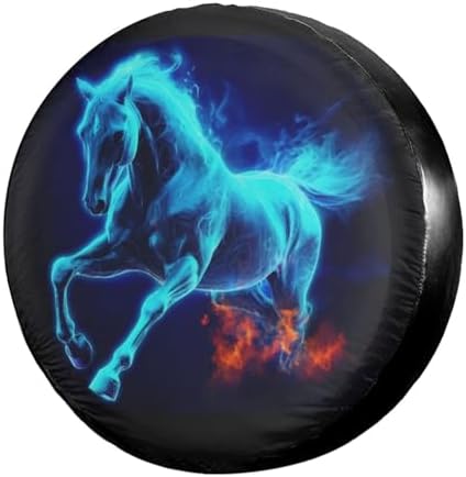 Delerain Spare Tire Cover Blue Horse Wheel Covers Sun Protection Waterproof by Delerain
