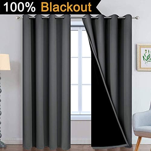Yakamok Dark Grey 100% Blackout Curtains 90 Inches Long 52" Wide 2 Panels - Image 2