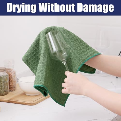 Homaxy Microfiber Kitchen Towels and Dishcloths Sets, 8 Pack, Grass Green - Image 3