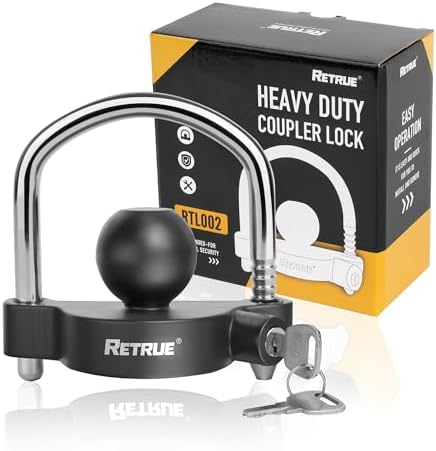 RETRUE Trailer Coupler Lock, Adjustable Hitch Ball Lock, Matte Black by RETRUE-YourReliablePartner