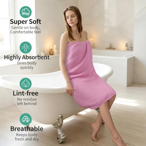 Microfiber Waffle Bath Towels, 4 Pieces, Fast Drying, Lint Free 430 GSM - Image 4