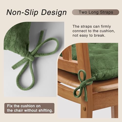 OVOV 4 Pack Chair Cushions for Dining Chairs 15.5"x15.5" Green - Image 3