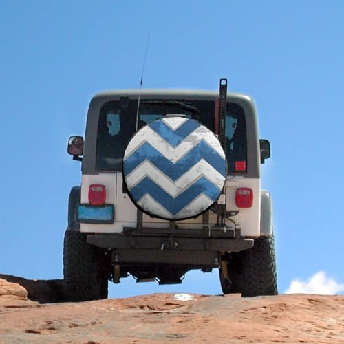 Heavy Duty Spare Tire Cover 14inch Blue and White Chevron Protectors - Image 5