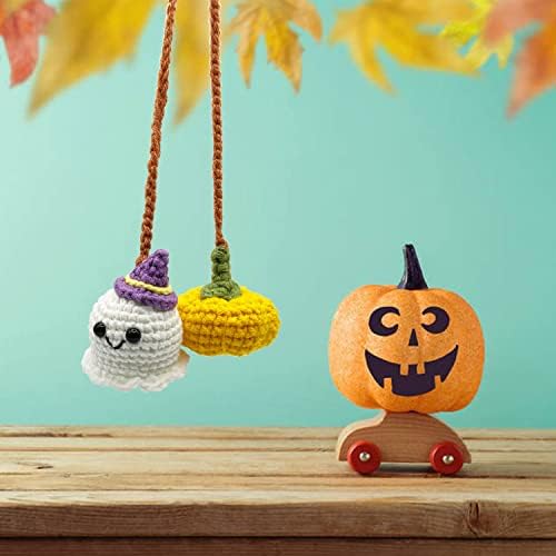 Halloween Outdoor Decorations Crochet Pumpkin and Ghost Car Decor - Image 6