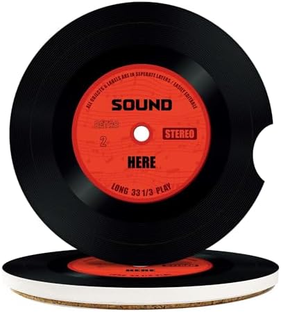 Britimes Car Coasters for Drinks, 2 Pack Ceramic Stone 2.56" Music Red by Britimes