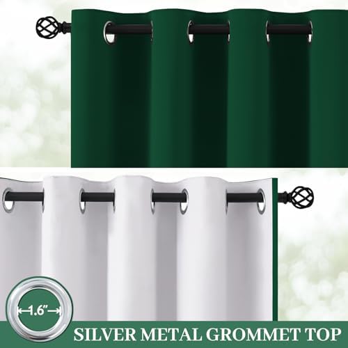 Yakamok Dark Green 100% Blackout Curtains 63 Inches Long 50" Wide 2 Panels - Image 2
