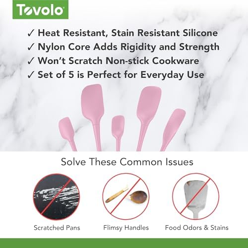 Tovolo Flex Core 5 Piece Silicone Spatula Set Heat Resistant All Silicone - Image 3