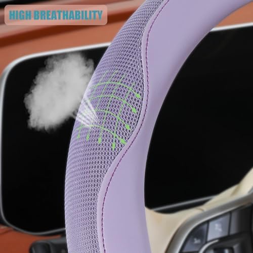 Nappa Leather Purple Steering Wheel Cover Large 16 inch - Image 3
