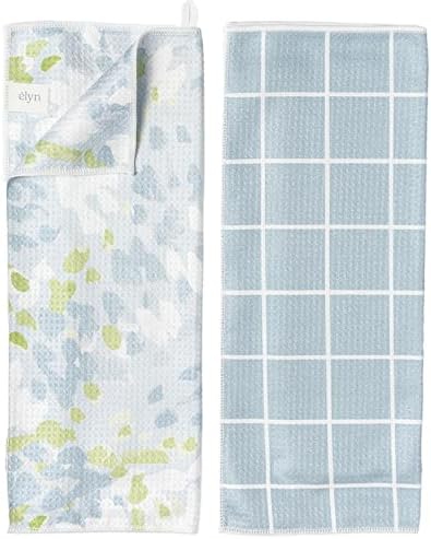 ELYN Microfiber Kitchen Dish Towel Set, Quick-Dry & Absorbent Waffle Weave by ELYN