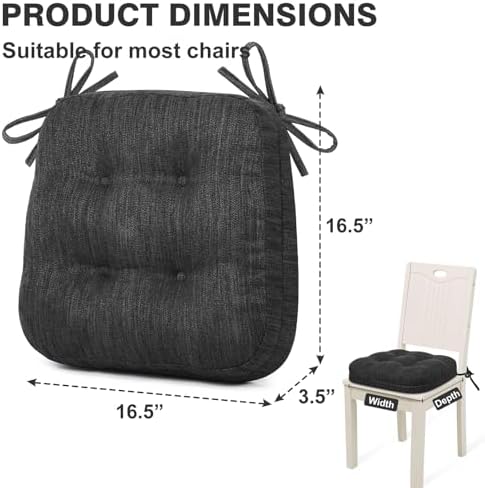 Shinnwa Kitchen Chair Cushions Set of 6, Dual-Layer Memory Foam Dining Chair - Image 6