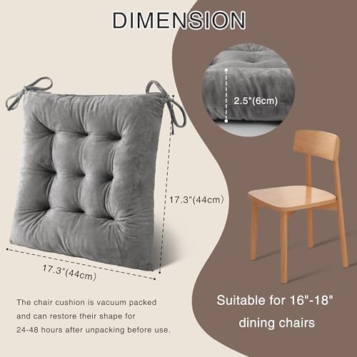 OVOV 6 Pack Chair Cushions for Dining Chairs 15.5"x15.5" Light Grey - Image 2