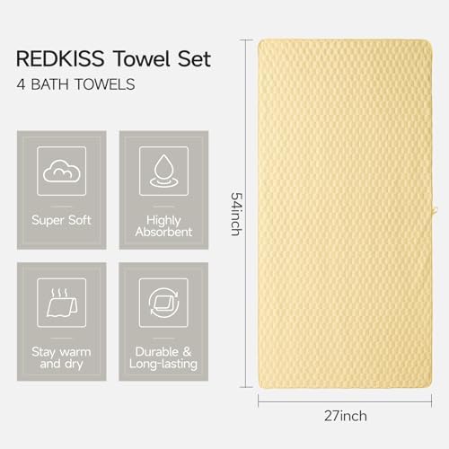 REDKISS 4 Pack Microfiber Bath Towels, Quick Dry, Super Soft - Image 4