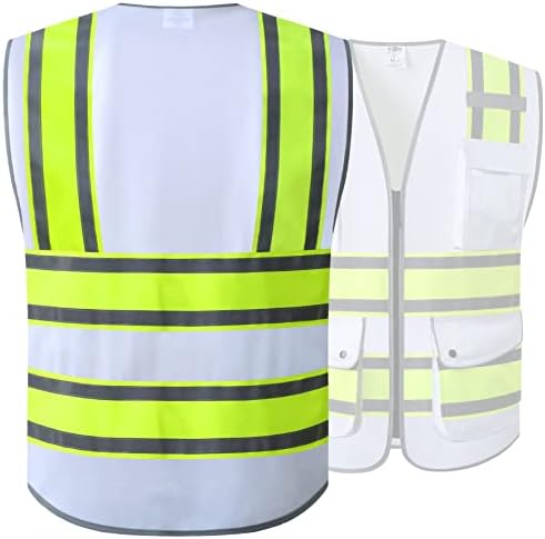 JKSafety Safety Vest for Men Women Reflective Hi Vis JK901 White XL - Image 2