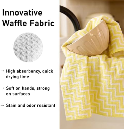 Kitchen Towels Set of 2, Double-Sided 16x28 Microfiber Waffle Weave Dish Towels - Image 3