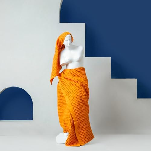 Luxury Organic Japanese Cotton Waffle Bath Towel | Thick, Quick Dry Bathroom - Image 6