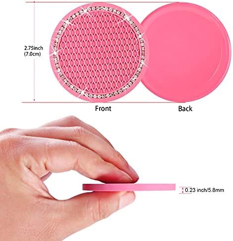 2PCS Bling Car Cup Coaster, 2.75 Inch Auto Cup Holder Insert Coasters Silicone - Image 3