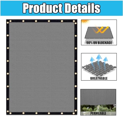 Amagenix 90% Shade Fabric 10'X 22' Gray Sun Shade Cloth - Image 3