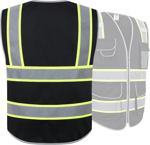 JKSafety Safety Vest for Men Women Reflective Hi Vis JK901 Black S - Image 4