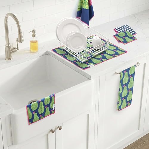 Ritz 6-Piece Pear Microfiber Kitchen Set – Retro Prickly Botanical Orchard - Image 5