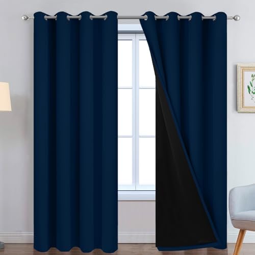 Yakamok Dark Blue 100% Blackout Curtains 96 Inches Long 52" Wide 2 Panels by Yakamok