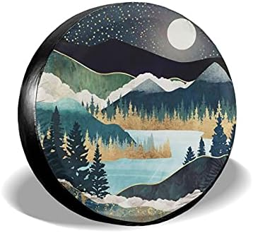 Mountains Nature Scenery Spare Tire Cover Star Lake Landscape Wheel Protectors by Siski