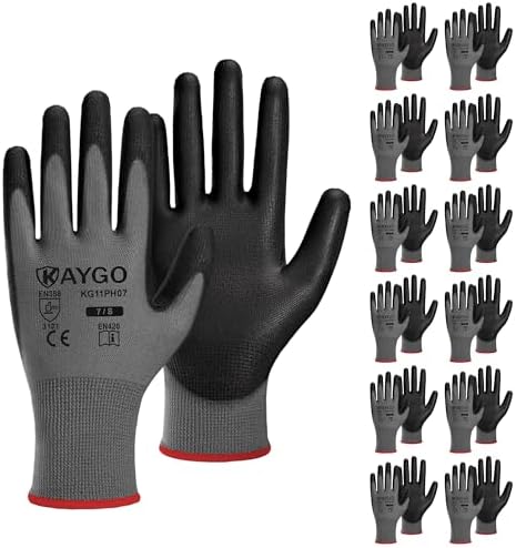 KAYGO Safety Work Gloves for Men Women, PU Coated Palm & Fingers by KAYGO