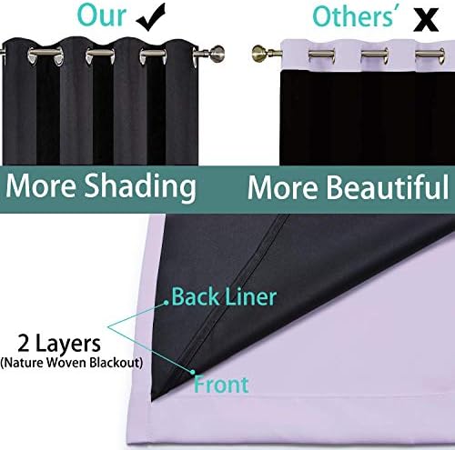 Yakamok 100% Blackout Lined Panels, Room Darkening Thermal Insulated Blackout - Image 5