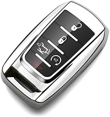 Compatible with Dodge Ram Key Fob Cover 1500 2500 3500 Silver Car Accessories by ZSPDACC