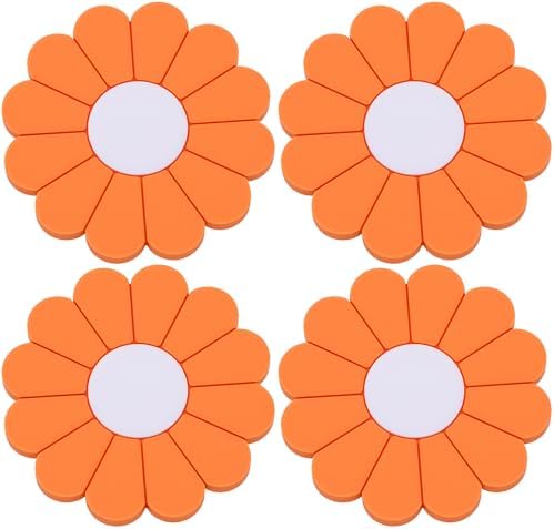 4-Pack Car Cup Holder Coaster Inserts, Daisy Shape, 2.75 Inch Non-Slip Silicone by MEAJOO