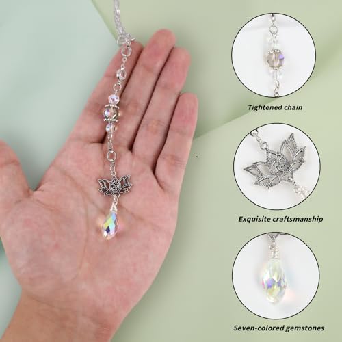 Lotus Healing Crystal Rearview Mirror Charm Christian Suncatcher - Image 7