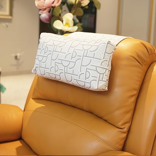 Velvet Recliner Headrest Pillow, Non-Slip Neck Support, Light Geometry by AmazeCov
