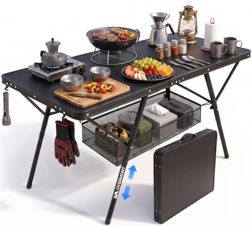 Overmont Folding Aluminum 4ft Camping Table by Overmont