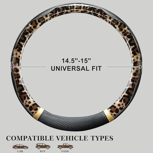 KAFEEK Light Brown Leopard Print Steering Wheel Cover - Image 6