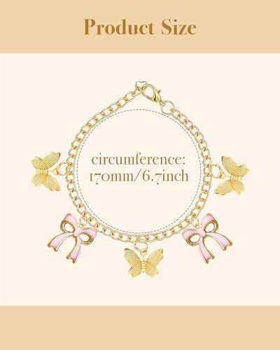 Steering Wheel Charm Accessory Pink Bow Butterfly Pendant Car Decor Rearview - Image 6