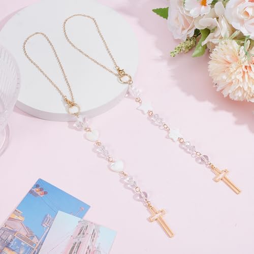2pcs Cross Car Hanging Ornament Sun Catcher Rearview Mirror Charm Car Mirror - Image 3