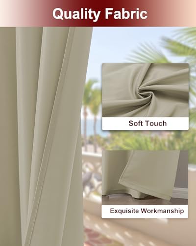 Grommet Outdoor Curtains for Patio Waterproof 8 Pcs 54x120 In Taupe - Image 4