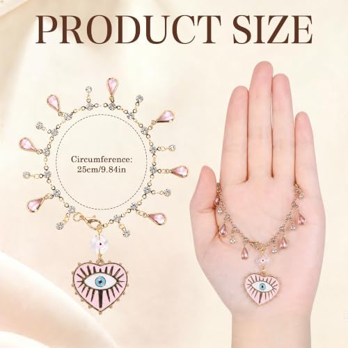 Pink Evil Eye Tassel Car Charm, Rear View Mirror Pendant - Image 2