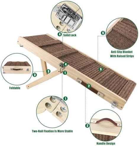 Okydoky Small Dog Ramp, Adjustable Portable Folding Wooden Pet Ramp, Adjustable - Image 3